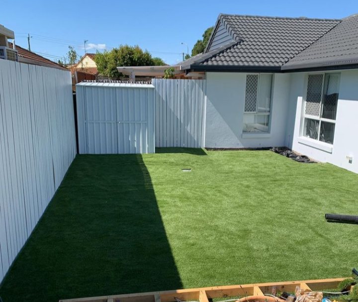 Artificial turf mid-installation